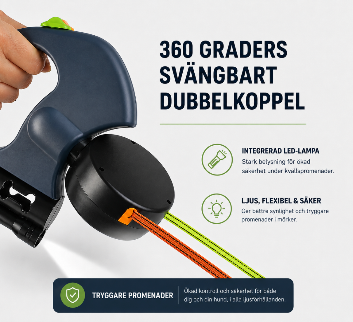 360 graders svängbart dubbelkoppel med belysning